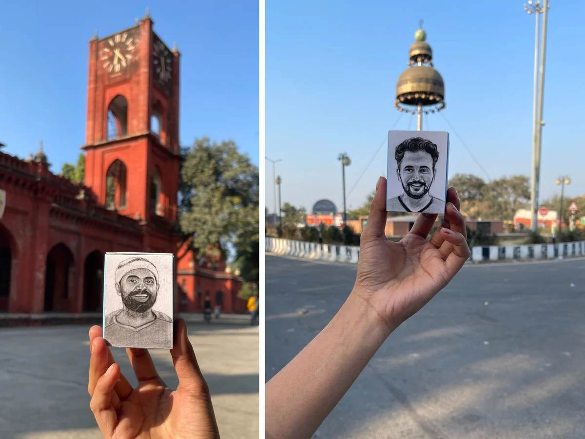 Bareilly Artist Sketches  Olympians Harmanpreet Singh And PR Sreejesh On Matchbox