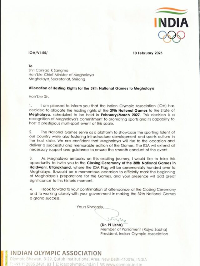 IOC Allots 39th National Games To Meghalaya